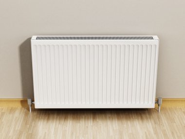 Radyatör duvarın yanında. 3D çizim