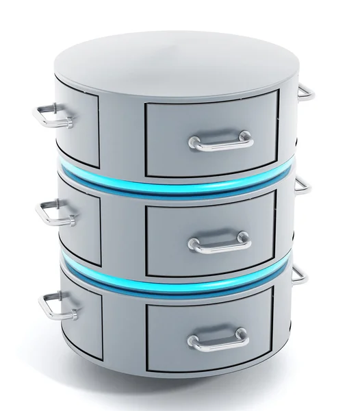 Server dati con rack di file chiusi. Illustrazione 3D — Foto Stock