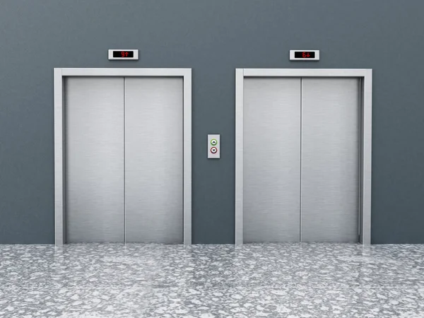 Front view of elevator doors on the corridor. 3D illustration — Stock Photo, Image