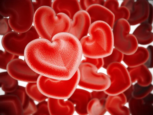 Sfondo di cellule ematiche a forma di cuore umano. Illustrazione 3D — Foto Stock