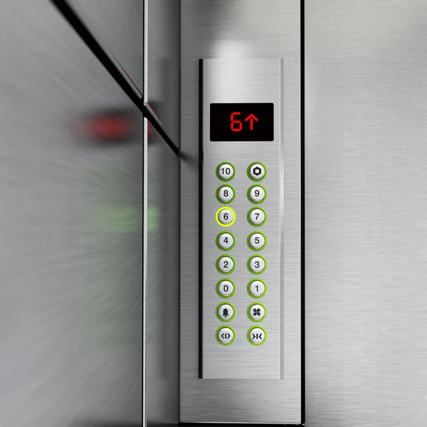 Elevator panel with buttons and LCD display. 3D illustration