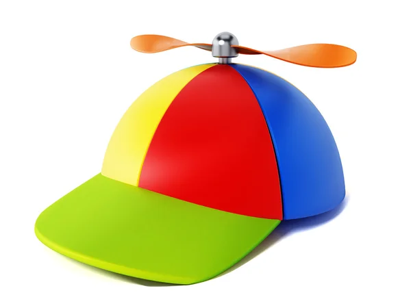 Multi colored hat with propeller isolated on white background. 3D illustration — Stock Photo, Image