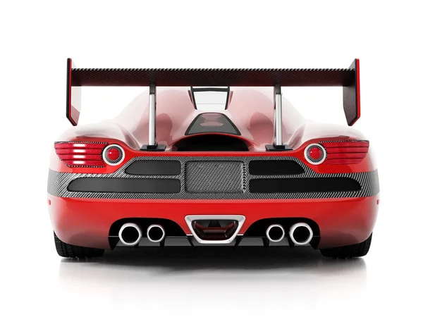 Red race car with carbon fiber spoiler. 3D illustration — ストック写真