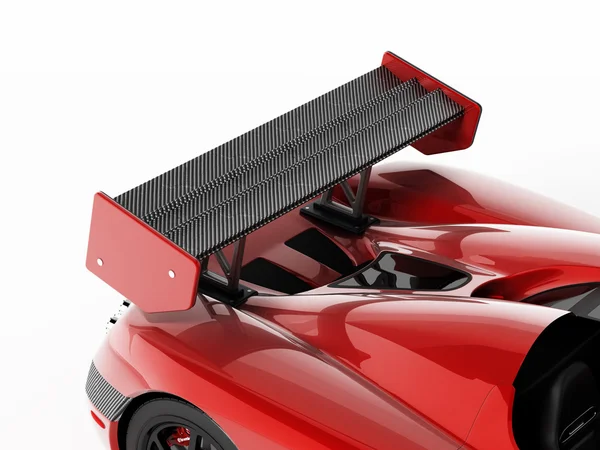 Red race car with carbon fiber spoiler. 3D illustration — ストック写真