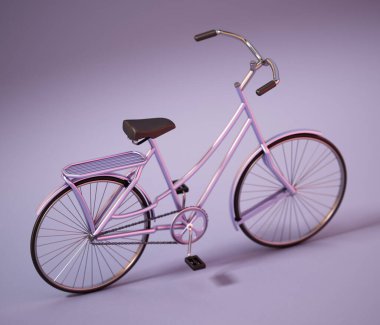 Yumuşak gölgeli klasik bir bisiklet. 3B illüstrasyon.