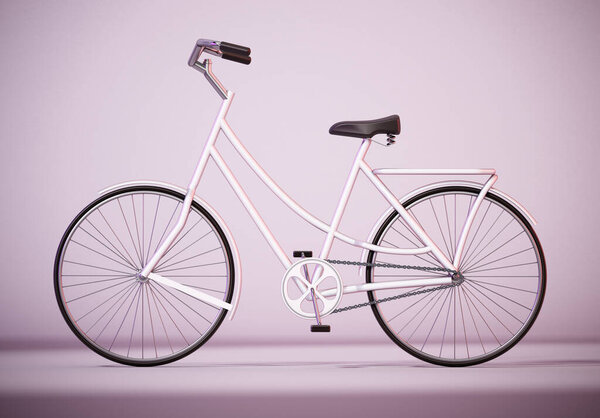 Vintage bicycle with soft shadows. 3D illustration.