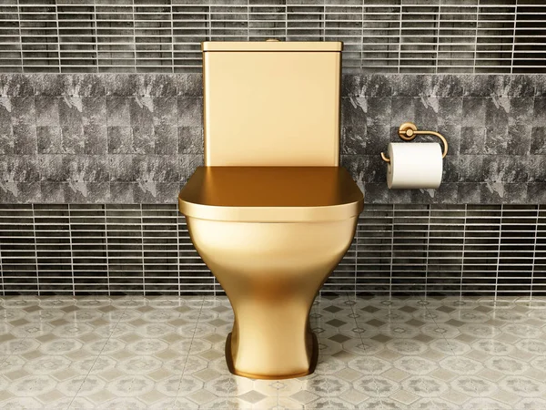 Goldene Toilette Luxus Badezimmer Illustration — Stockfoto