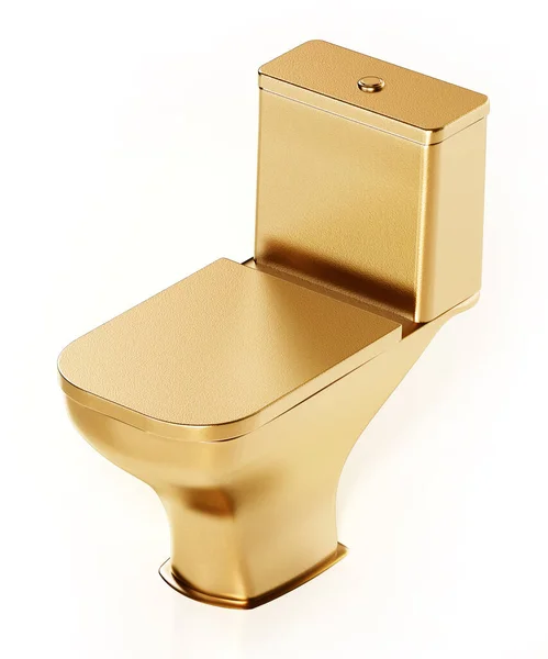 白い背景に隔離された黄金のトイレ 3Dイラスト — ストック写真
