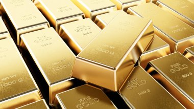 Bir kilo altın külçesi. 3B illüstrasyon.