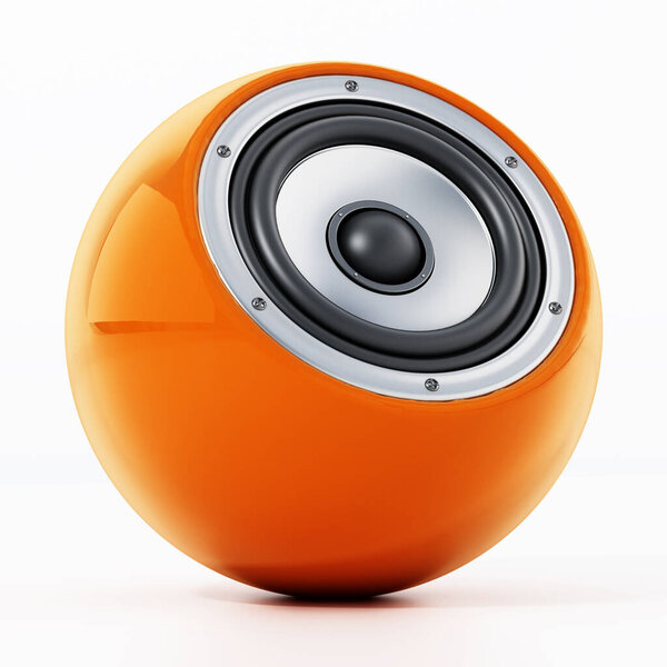 Гениальный умный динамик на белом фоне. 3D иллюстрация.