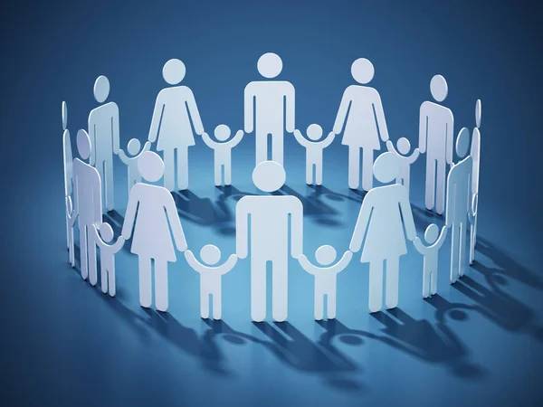 Families Holding Hands Forming Circle Alltogether Illustration — Stock Photo, Image