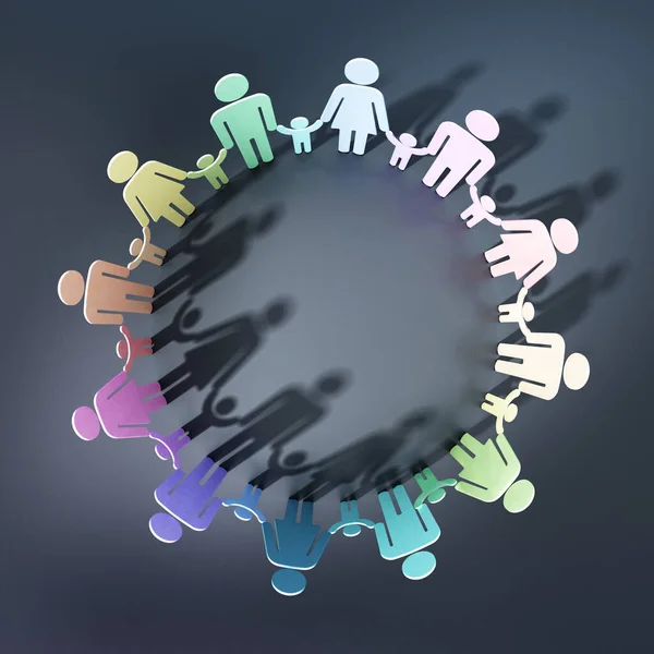 Families Holding Hands Forming Circle Alltogether Illustration — Stock Photo, Image