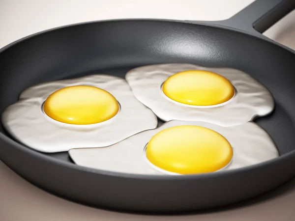 Жареные Яйца Сковороде Иллюстрация — стоковое фото