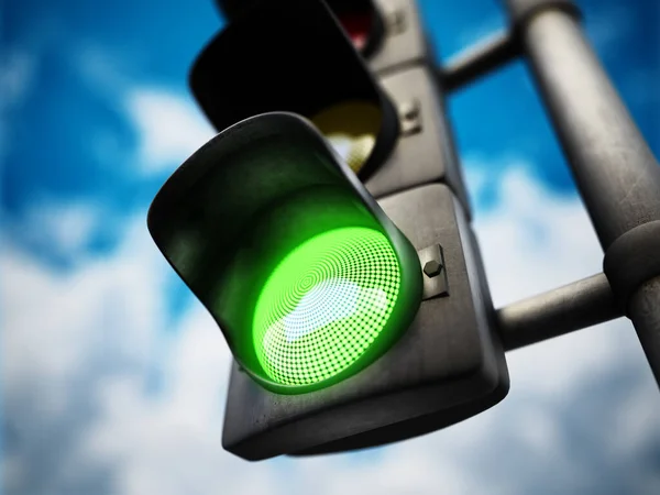 Traffic Lamp Green Light Blue Background Illustration — Stock Photo, Image