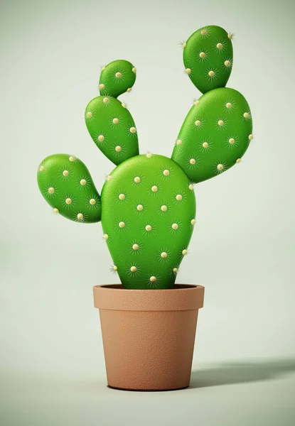 Cactus Maceta Sobre Superficie Verde Ilustración —  Fotos de Stock