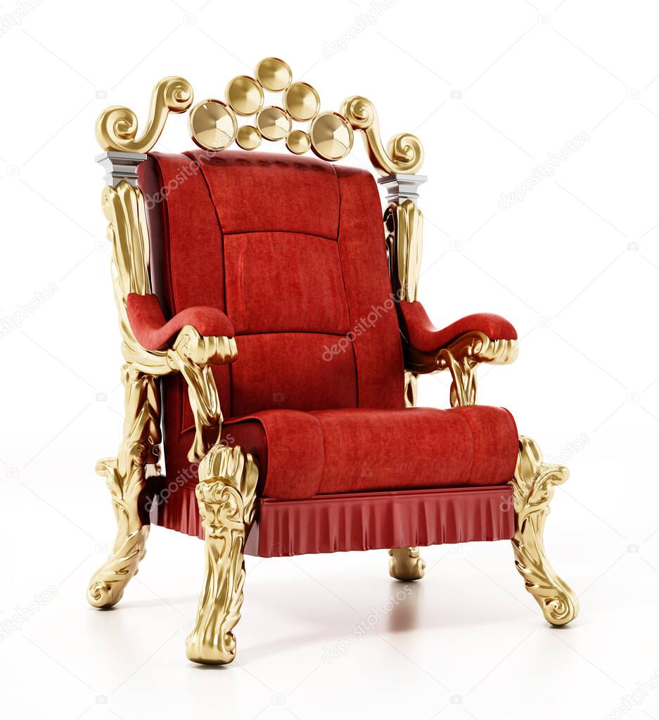 Generic throne isolated on white background. 3D illustration.