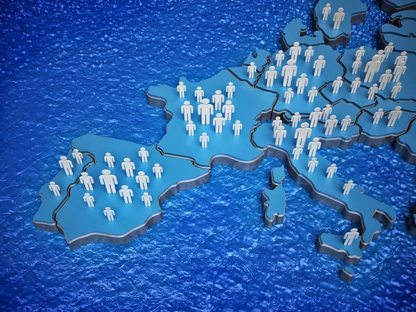 Pequeñas Personas Pie Mapa Europa Ilustración — Foto de Stock