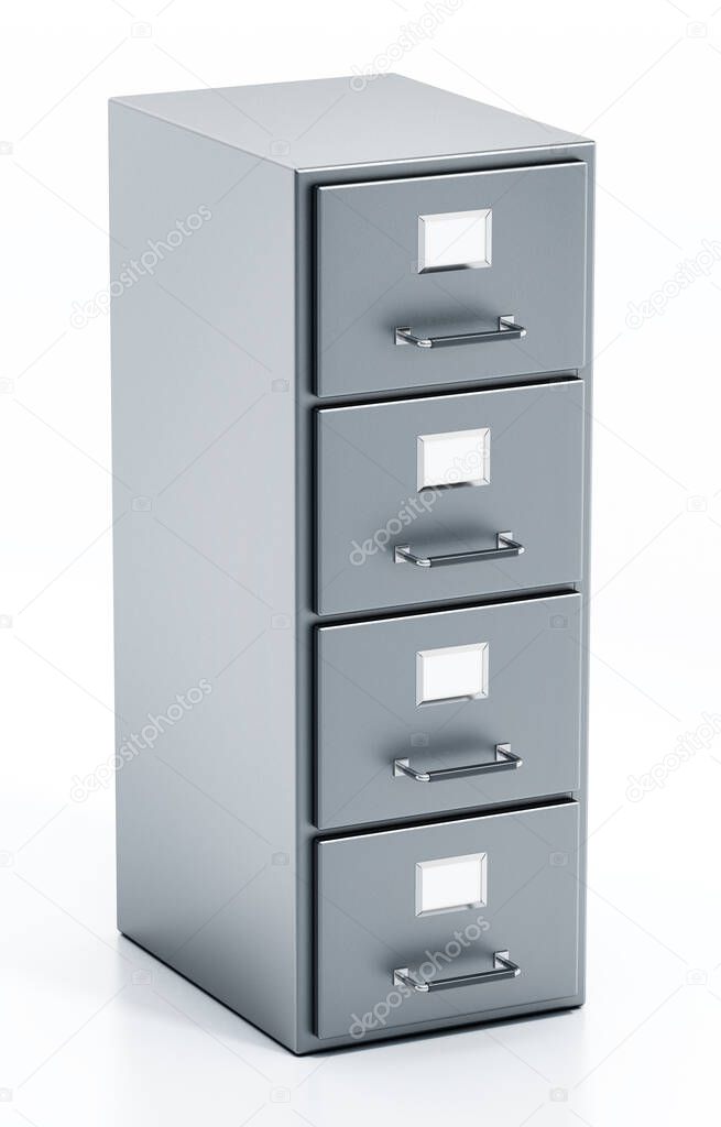 File cabinet isolated on white background. 3D illustration.