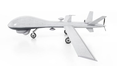 Beyaz arka planda izole edilmiş insansız hava aracı. 3B illüstrasyon.