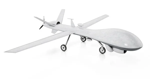 Weiße Militärische Unbemannte Drohne Isoliert Auf Weißem Hintergrund Illustration — Stockfoto