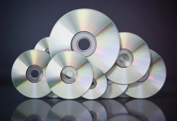 Discos Dvd Organizados Como Símbolo Nuvem Conceito Armazenamento Dados Ilustração — Fotografia de Stock