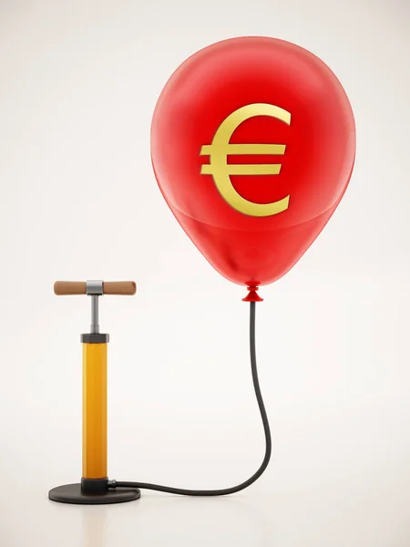 Manuelle Handpumpe Die Mit Dem Aufgeblasenen Roten Ballon Mit Euro — Stockfoto