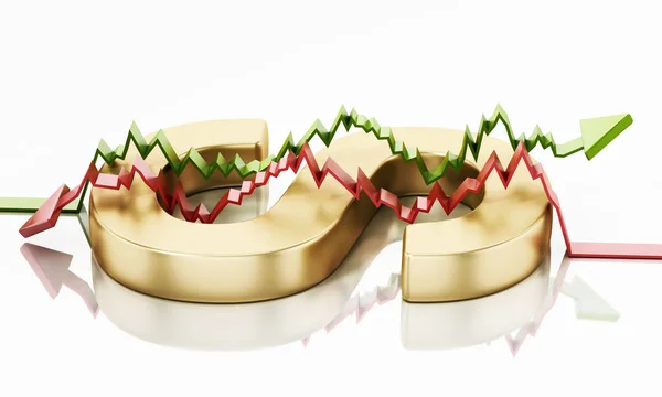 Setas Estatísticas Ascensão Queda Formando Sinal Dólar Com Letra Ilustração — Fotografia de Stock