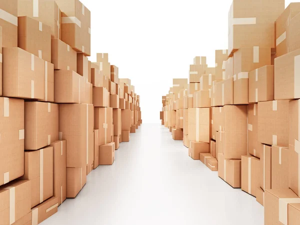 Corridor Consisting Cardboard Boxes Illustration — Stock Photo, Image