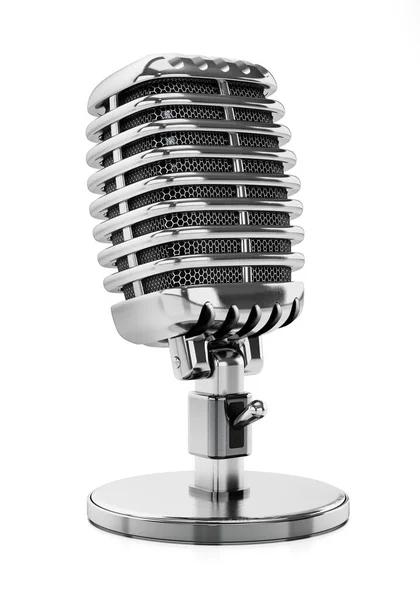 Retro Microphone Isolated White Background Illustration — Stock Photo, Image