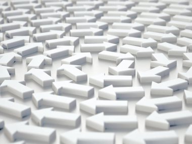 Helix şeklinde dönen beyaz oklar. 3B illüstrasyon.