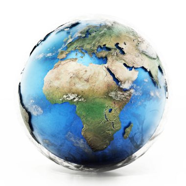 Yüksek kaliteli dokuları olan detaylı bir kürenin üç boyutlu çizimi. 3B illüstrasyon