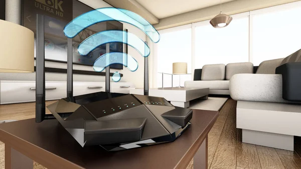 High Speed Wireless Router Modem Range Extender Modern Room Illustration — Stock Photo, Image