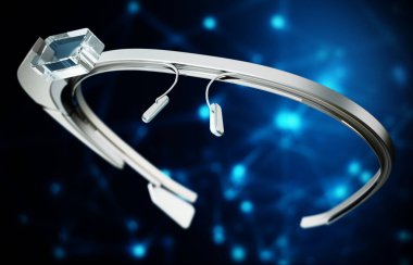 Genel artırılmış gerçeklik gözlüğü. Akıllı gözlükler. 3B illüstrasyon.