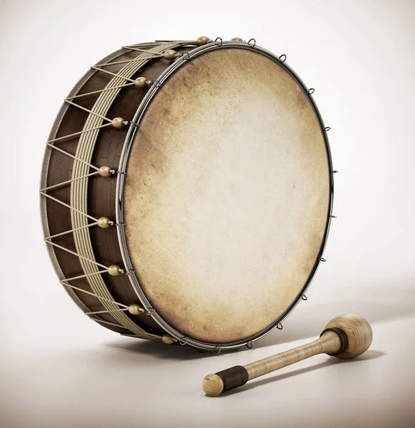Традиційний барабанів рамадан і палиця ізольовані на білому тлі. 3D ілюстрація — стокове фото