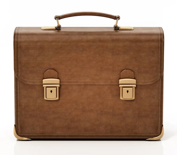 Leather Retro Briefcase Isolated White Background Illustration — Stock Photo, Image