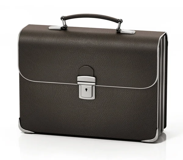 Leather Retro Briefcase Isolated White Background Illustration — Stock Photo, Image