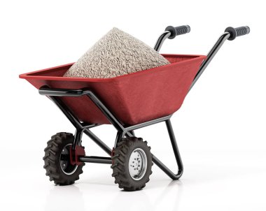 El arabası beyaz arka planda izole edilmiş. 3B illüstrasyon.