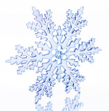 Kar tanesi beyaz arka planda izole edildi. 3B illüstrasyon.