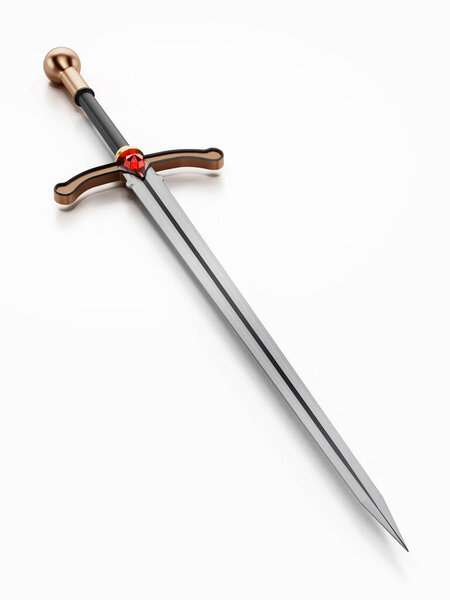 Sword isolated on white background. 3D illustration.