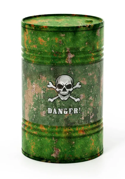 Barrell Toxique Avec Crâne Texte Danger Illustration — Photo