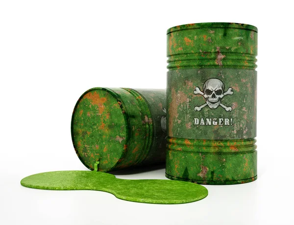 Toxic Barrells Skull Bones Danger Text Illustration — Stock Photo, Image