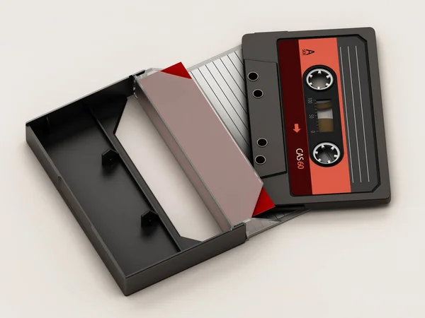 Cassette Audio Vintage Boîtier Cassette Isolé Sur Fond Blanc Illustration — Photo