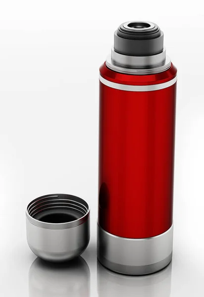 Generic Vacuum Bottle Open Lid Isolated White Background Illustration — Stock Photo, Image