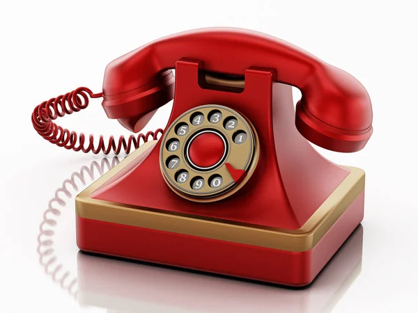 Antique Rotary Phone Isolated White Background Illustration — Stock Photo, Image