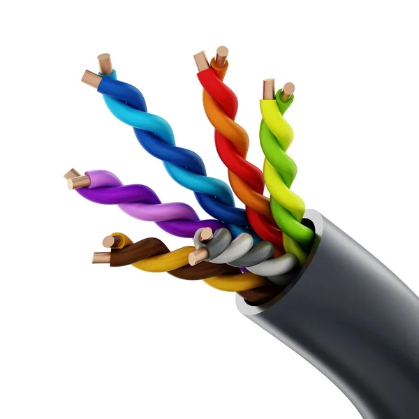 Cable Eléctrico Aislado Sobre Fondo Blanco Ilustración — Foto de Stock