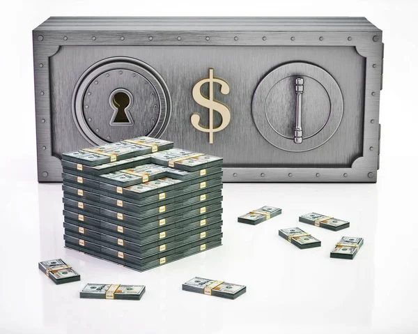 Billete Dólar Forma Caja Fuerte Dinero Bankrolls Aislados Sobre Fondo —  Fotos de Stock