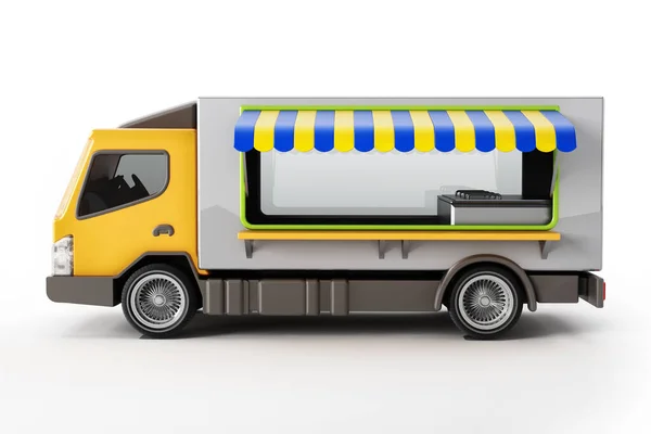 Generieke Fast Food Truck Geïsoleerd Witte Achtergrond Illustratie — Stockfoto