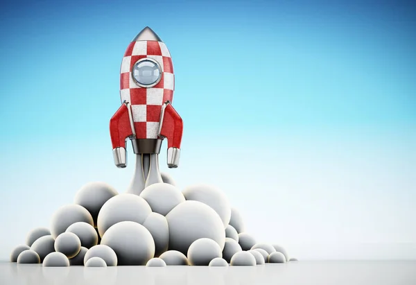 Винтажный Ракетный Корабль Запускается Космос Иллюстрация — стоковое фото