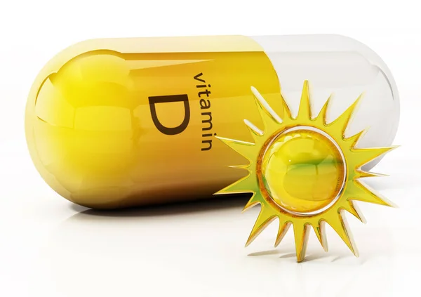 Витамин Таблетки Символом Солнца Правой Стороне Иллюстрация — стоковое фото