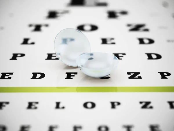 Conjunto Lentes Ópticas Pie Tabla Pruebas Oculares Ilustración — Foto de Stock